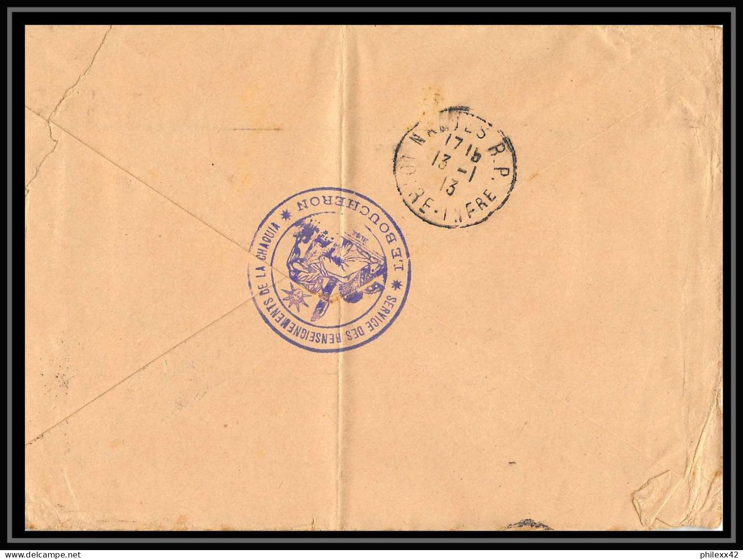0579 Lot 4 Lettres Boucheron Service Des Renseignements De La Chaouia Lettre Cover Occupation Du Maroc War Pour Nantes - Collections