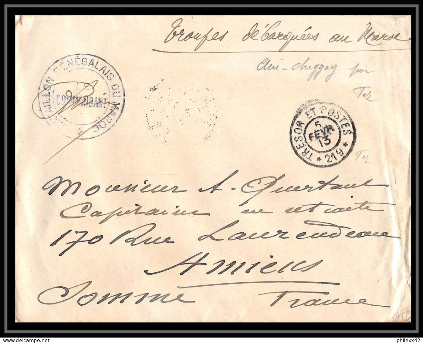 0570 Lot 3 Lettres 1 Devant Region Fez Tirailleurs Sénégalais Lettre Occupation Du Maroc War Signés Dont Recommandé - Verzamelingen