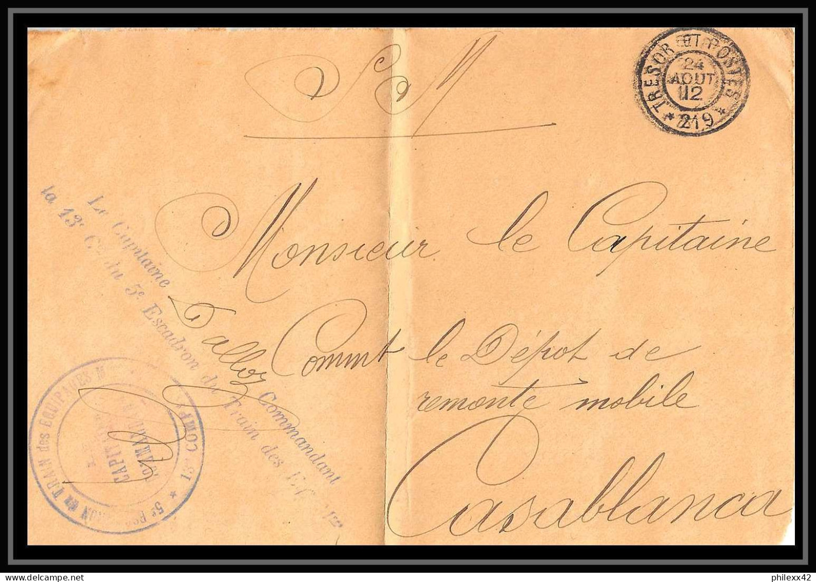 0563 Lot 3 Devants + 1 Region Fez Train Des équipages Militaires Lettre Cover Occupation Du Maroc War 1913 Tous Signé - Collections