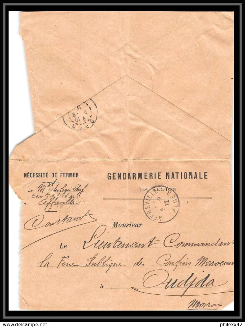 0544 Lot 4 Lettres Gendarmerie Nationale Oudjda Pour Debdou 1912 Lettre Cover Occupation Du Maroc War Toutes Signées - Colecciones