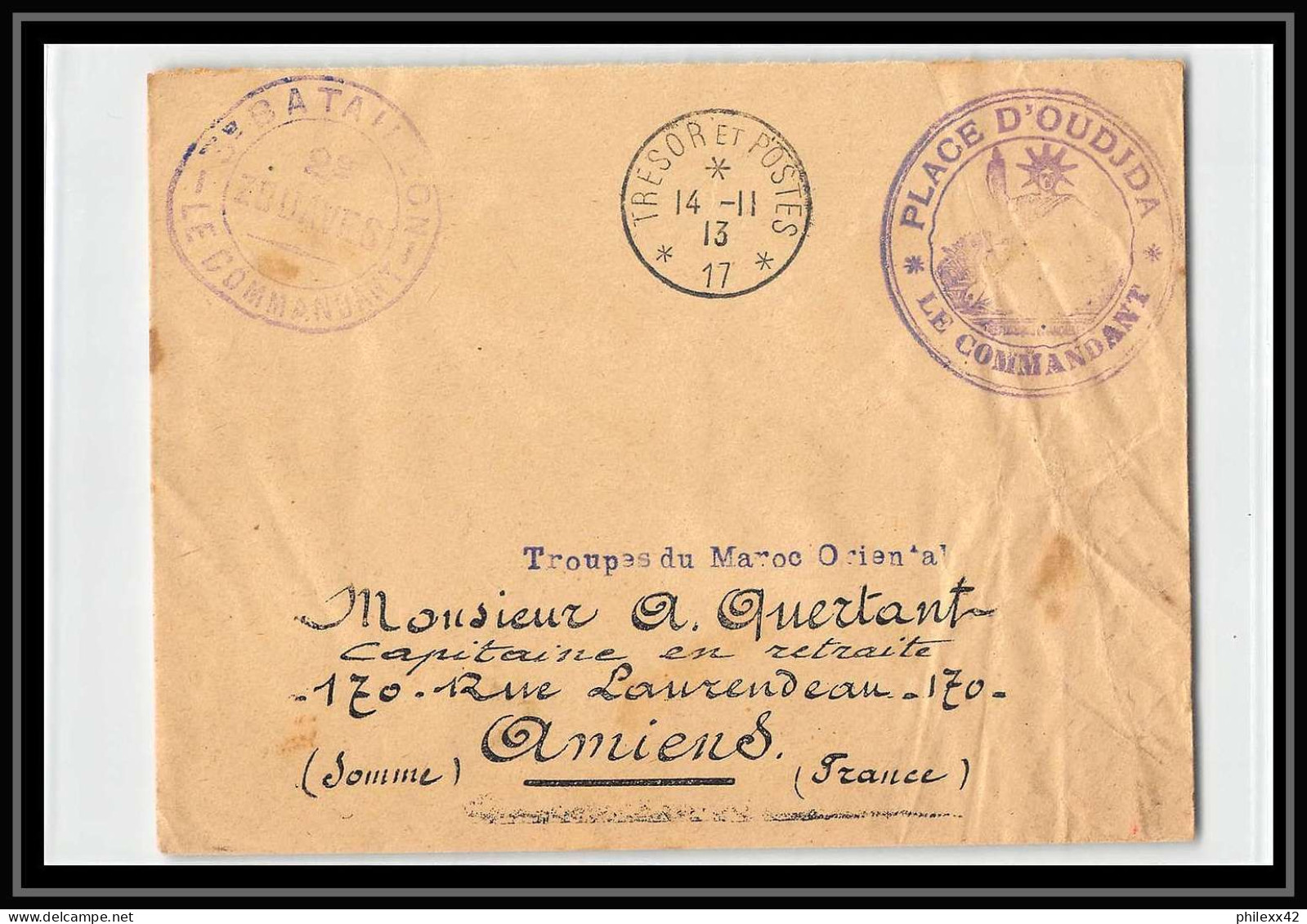 0519 Lot 4 Lettres Zouaves 2ème Bataillon Lettre Cover Occupation Du Maroc War 1913 SECTEUR 17 - Sammlungen