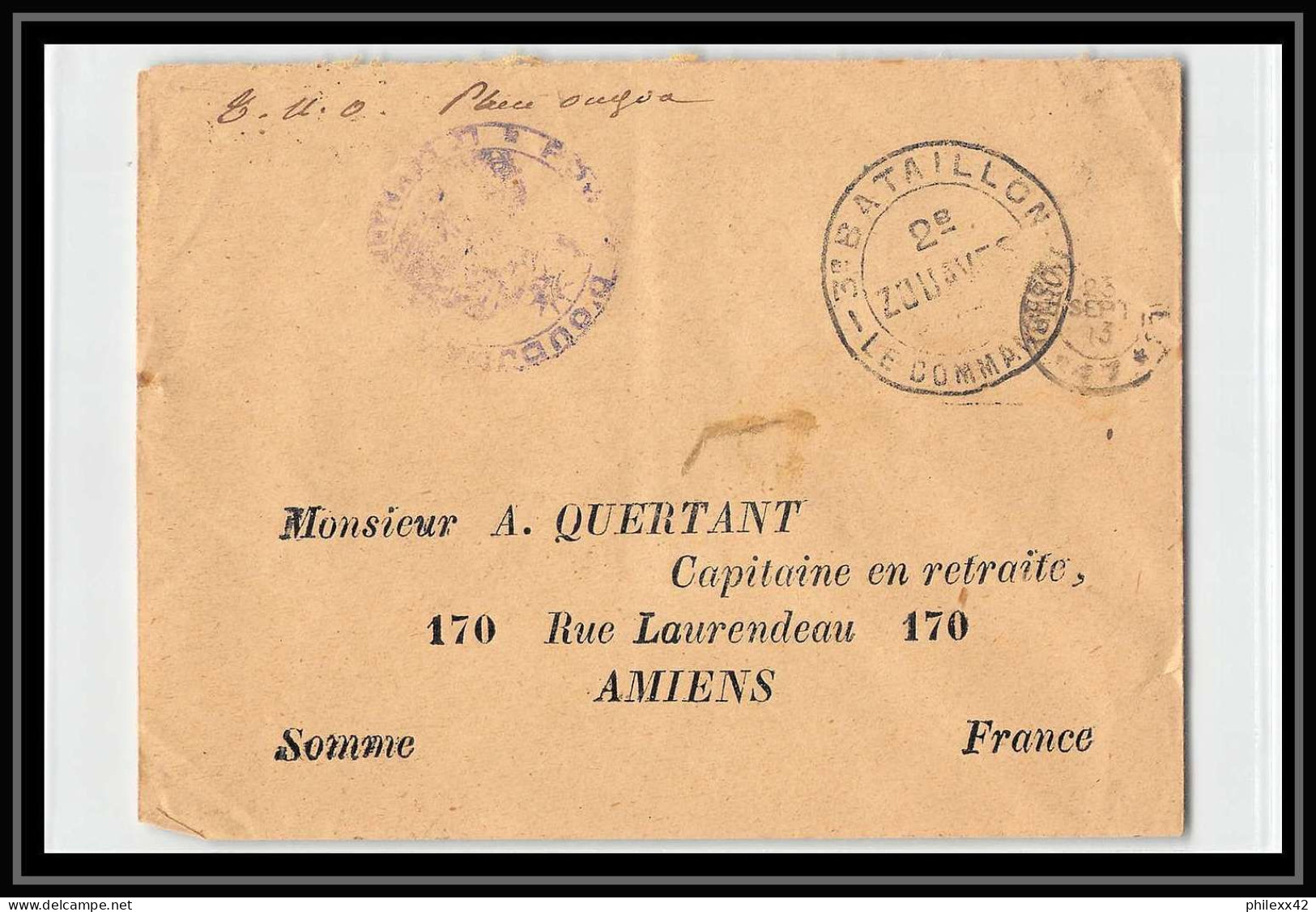 0519 Lot 4 Lettres Zouaves 2ème Bataillon Lettre Cover Occupation Du Maroc War 1913 SECTEUR 17 - Collections