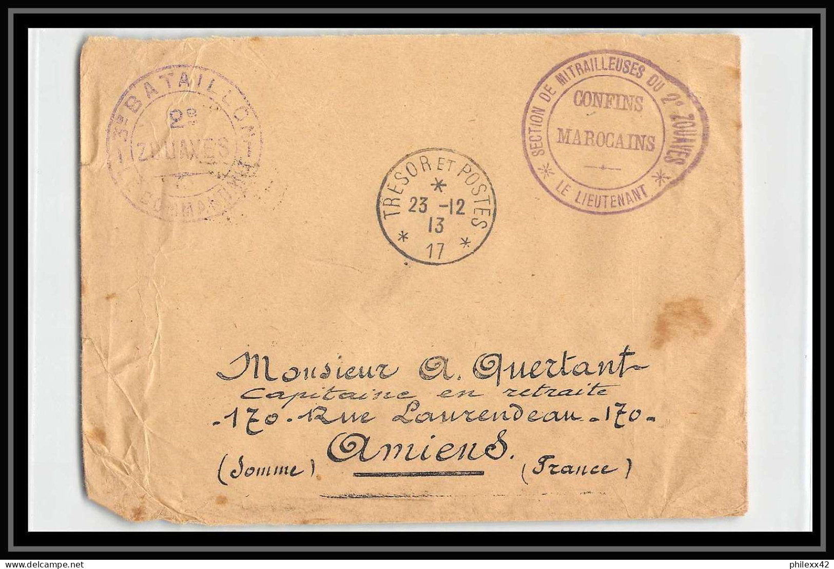 0519 Lot 4 Lettres Zouaves 2ème Bataillon Lettre Cover Occupation Du Maroc War 1913 SECTEUR 17 - Sammlungen