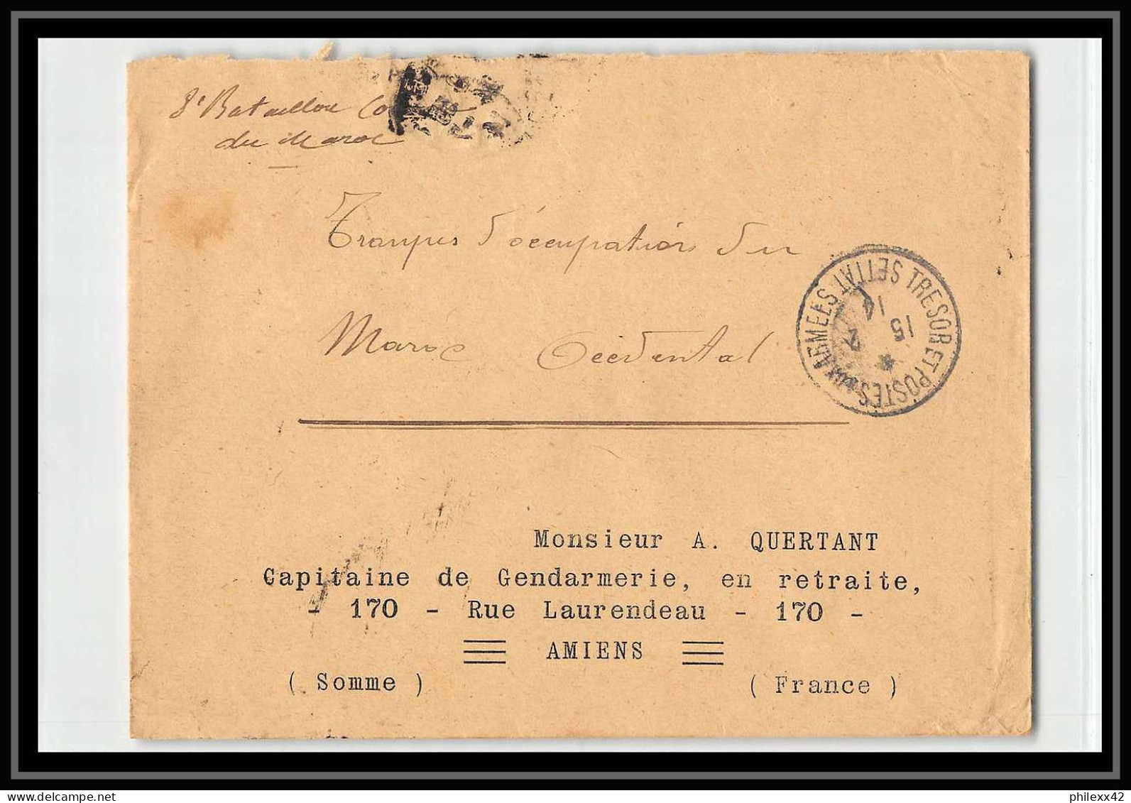 0417 Lot 4 Lettres Chaonia Troupes Coloniales 8ème Bataillon De Marche Settat Lettre Cover Occupation Du Maroc War - Sammlungen
