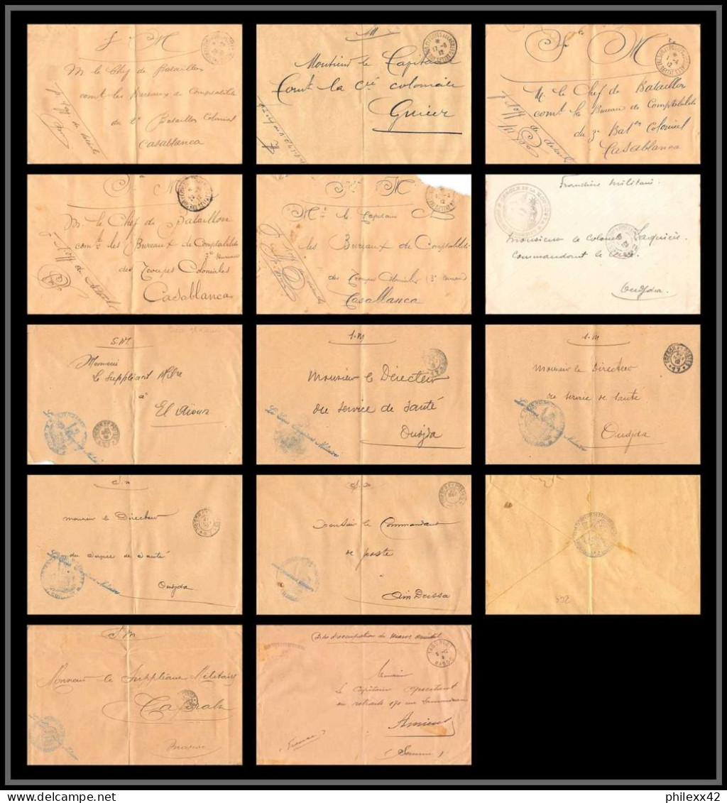 0385 Lot 12 Lettres Lettre Cover Occupation Du Maroc War Dont Signés - Verzamelingen