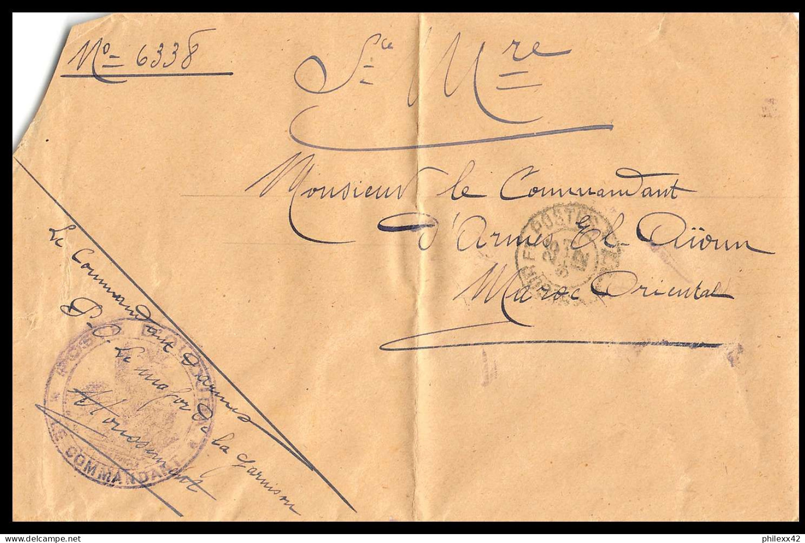 0267 Lot 7 Lettres Cercle Oudjda Commandant D'armes Conseil De Guerre Cover Occupation Du Maroc War Dont Signé - Collections