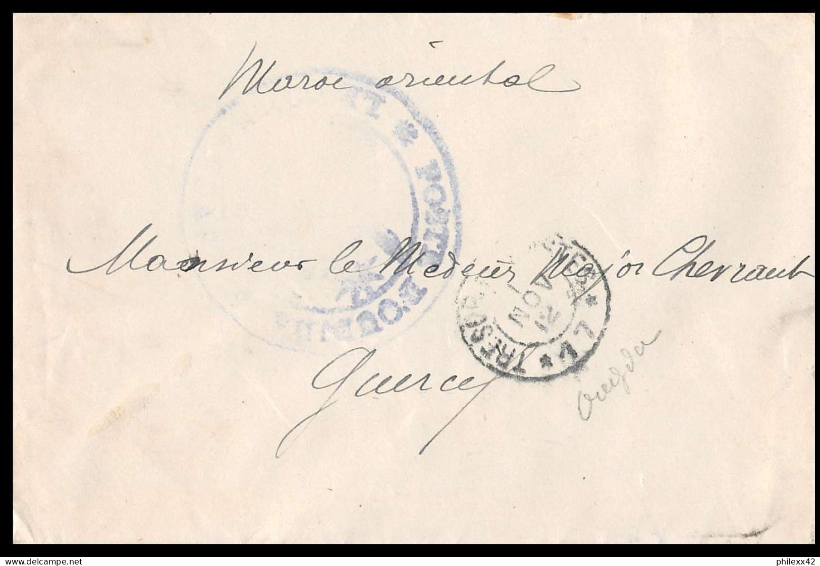 0267 lot 7 lettres cercle Oudjda Commandant d'armes conseil de Guerre cover occupation du maroc War dont signé