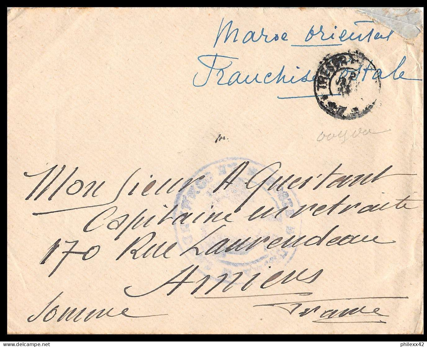 0267 lot 7 lettres cercle Oudjda Commandant d'armes conseil de Guerre cover occupation du maroc War dont signé