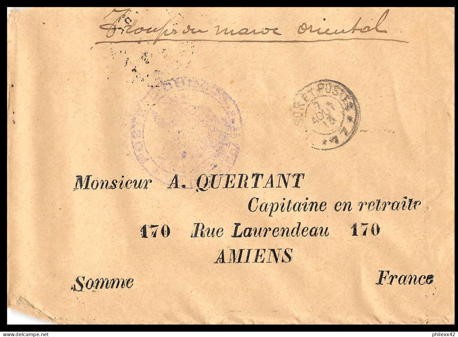 0259 Lot 17 Lettres Cercle Oudjda Commandant D'armes Lettre Cover Occupation Du Maroc War - Verzamelingen