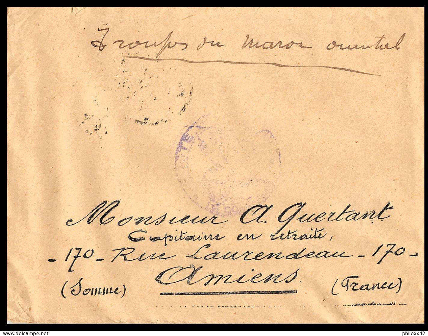 0259 lot 17 lettres cercle Oudjda Commandant d'armes Lettre cover occupation du maroc War