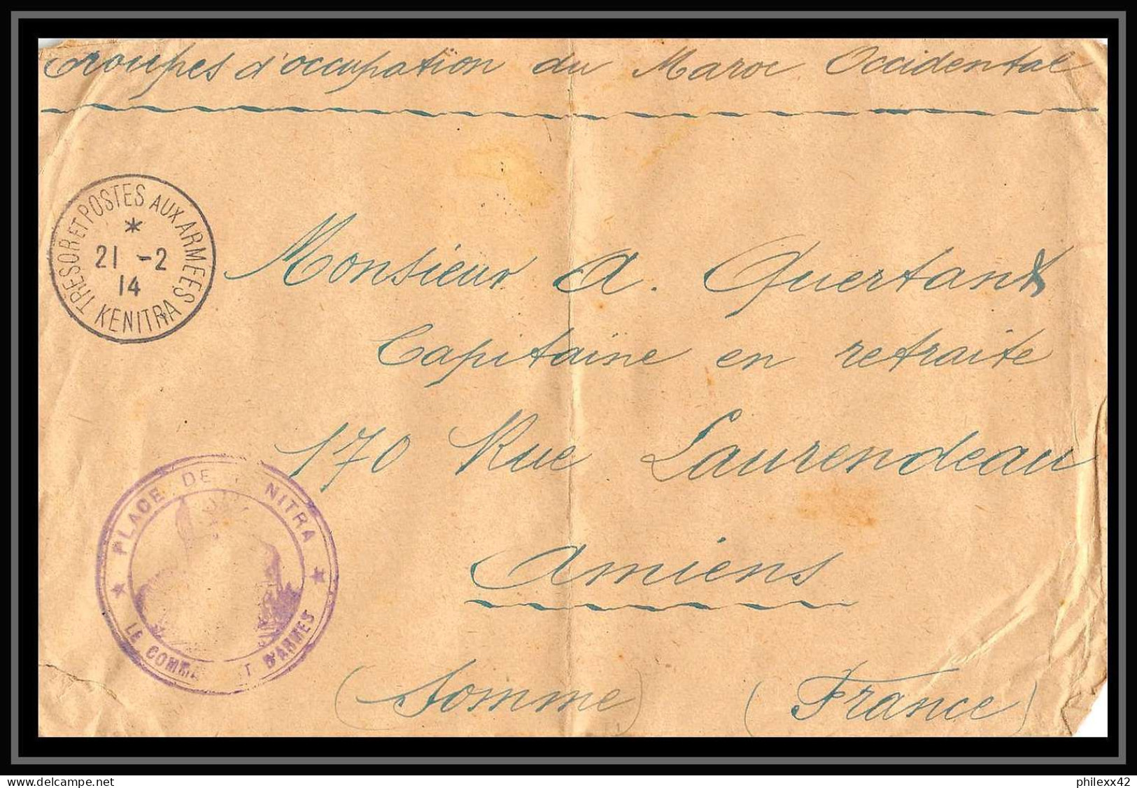 1402 Lot 12 Lettres Covers Guerre 1914/1918 Commandants D'armes Abat Kénitra Occupation Du Maroc War Dont 3 Signées - Sammlungen