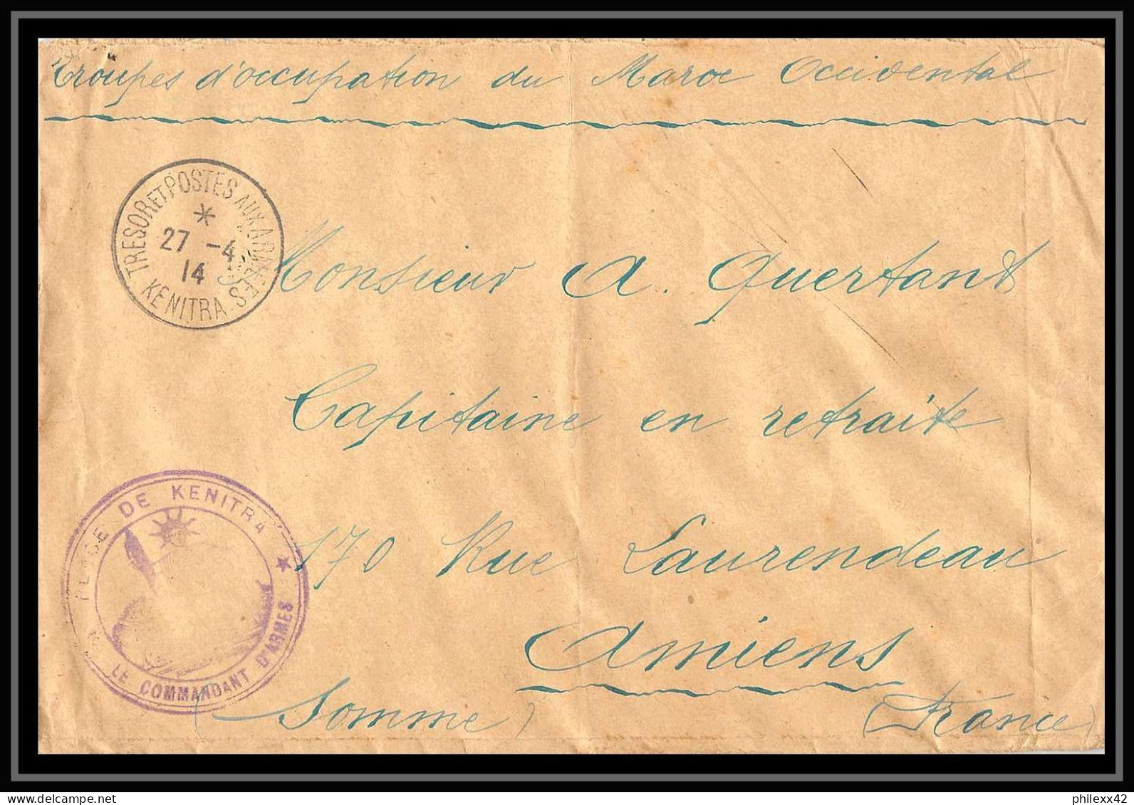 1402 Lot 12 Lettres Covers Guerre 1914/1918 Commandants D'armes Abat Kénitra Occupation Du Maroc War Dont 3 Signées - Verzamelingen