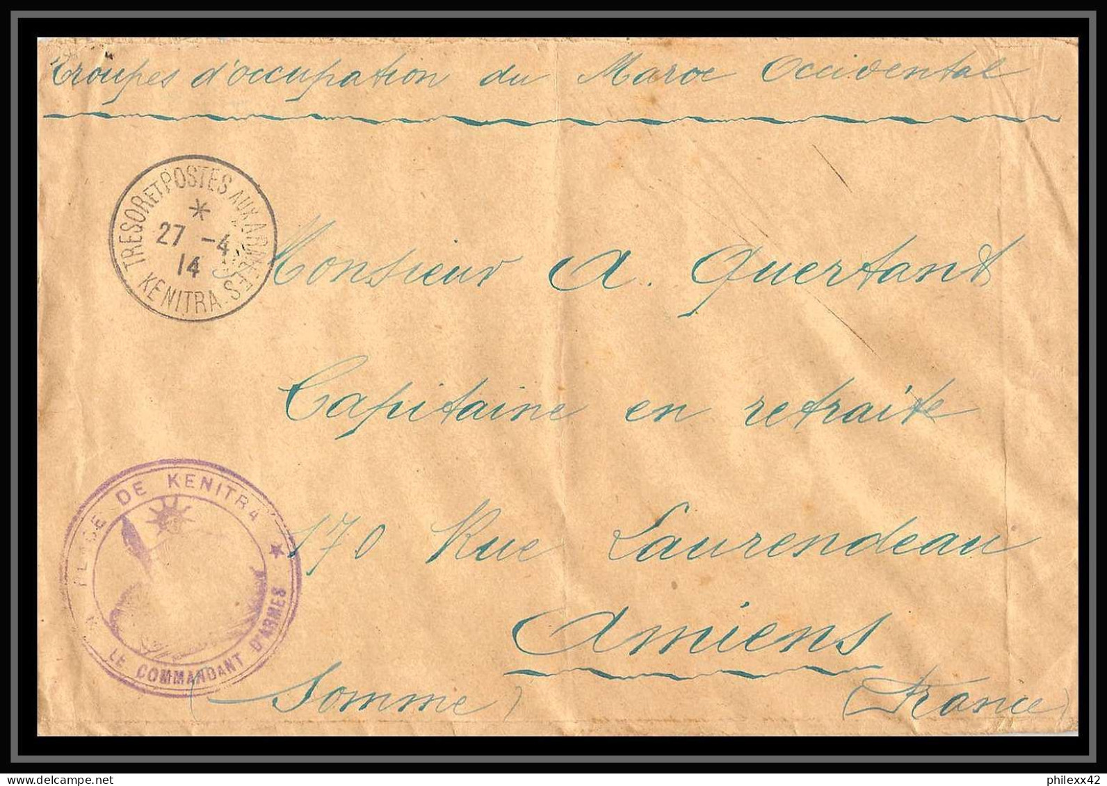 1402 Lot 12 Lettres Covers Guerre 1914/1918 Commandants D'armes Abat Kénitra Occupation Du Maroc War Dont 3 Signées - Collections