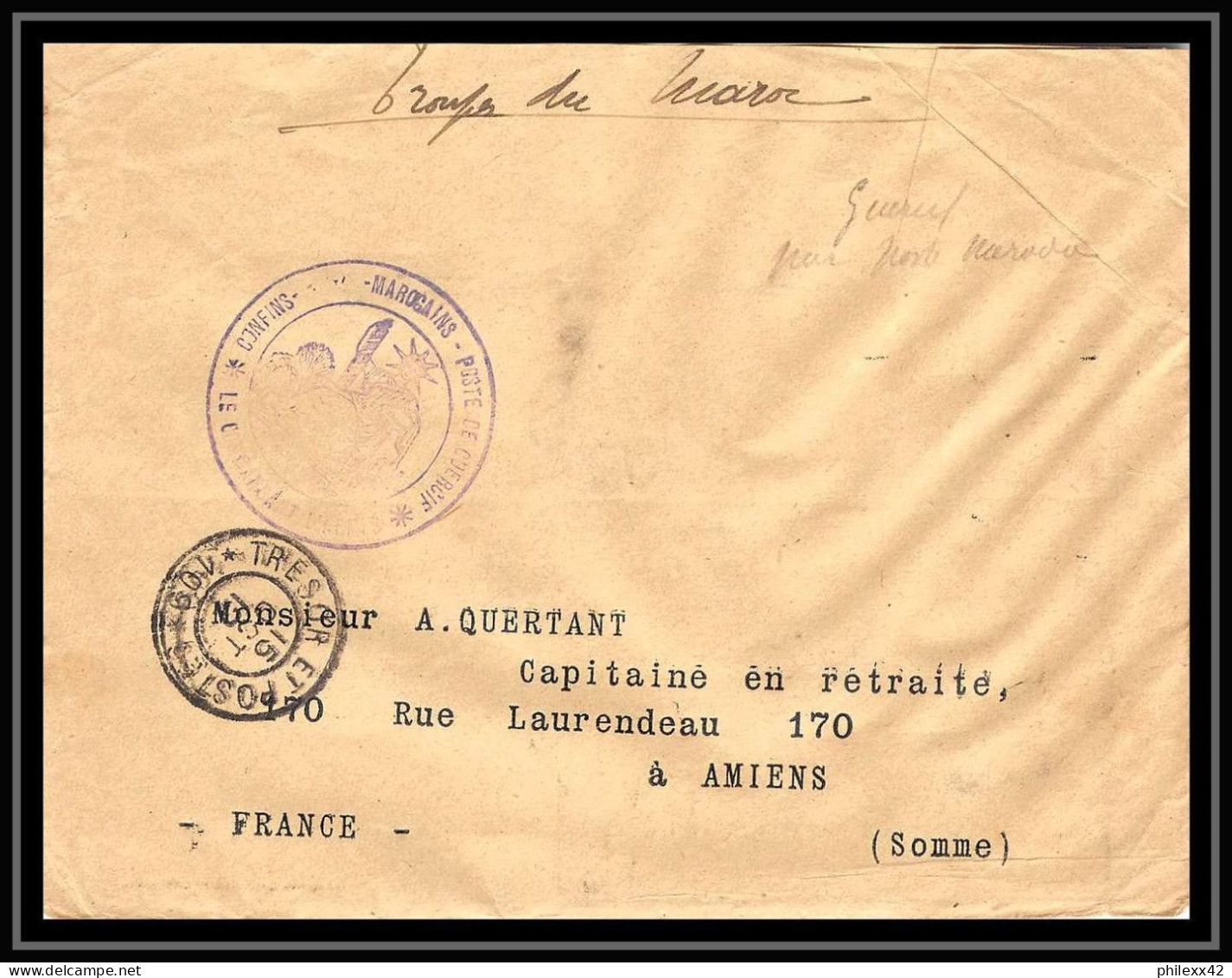 1402 lot 12 Lettres covers guerre 1914/1918 commandants d'armes abat kénitra occupation du maroc War dont 3 signées