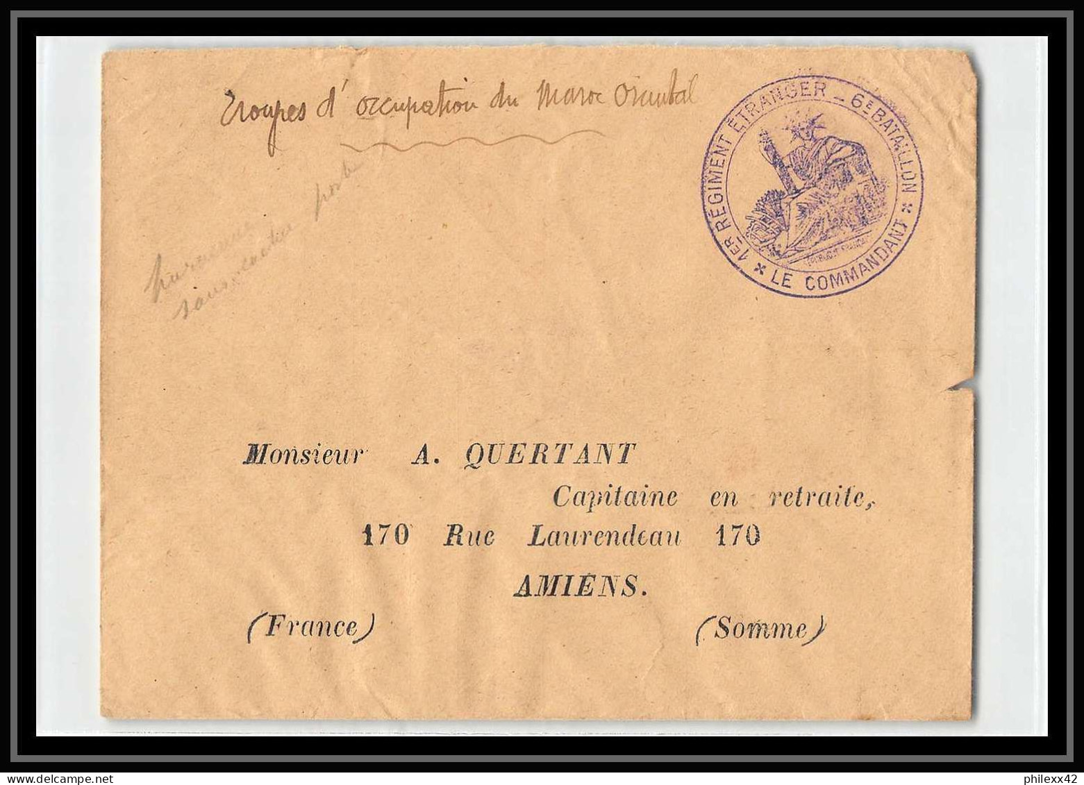 1105 1er Régiment étranger 6ème Bataillon 12/4/1913 Lettre Cover Occupation Du Maroc War - Covers & Documents