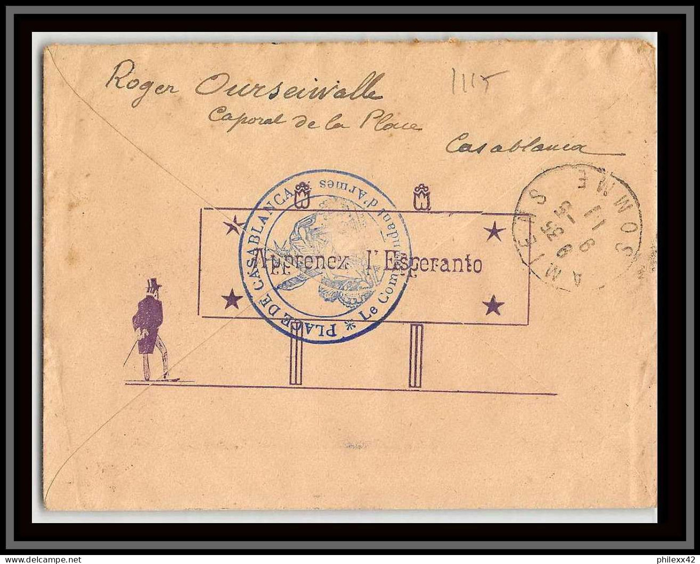 1115 LAC CAPORAL OURSEIWALLE Commandant Figarine 4/5/1911 Casablanca Illustree Lettre Cover Occupation Du Maroc War - Covers & Documents