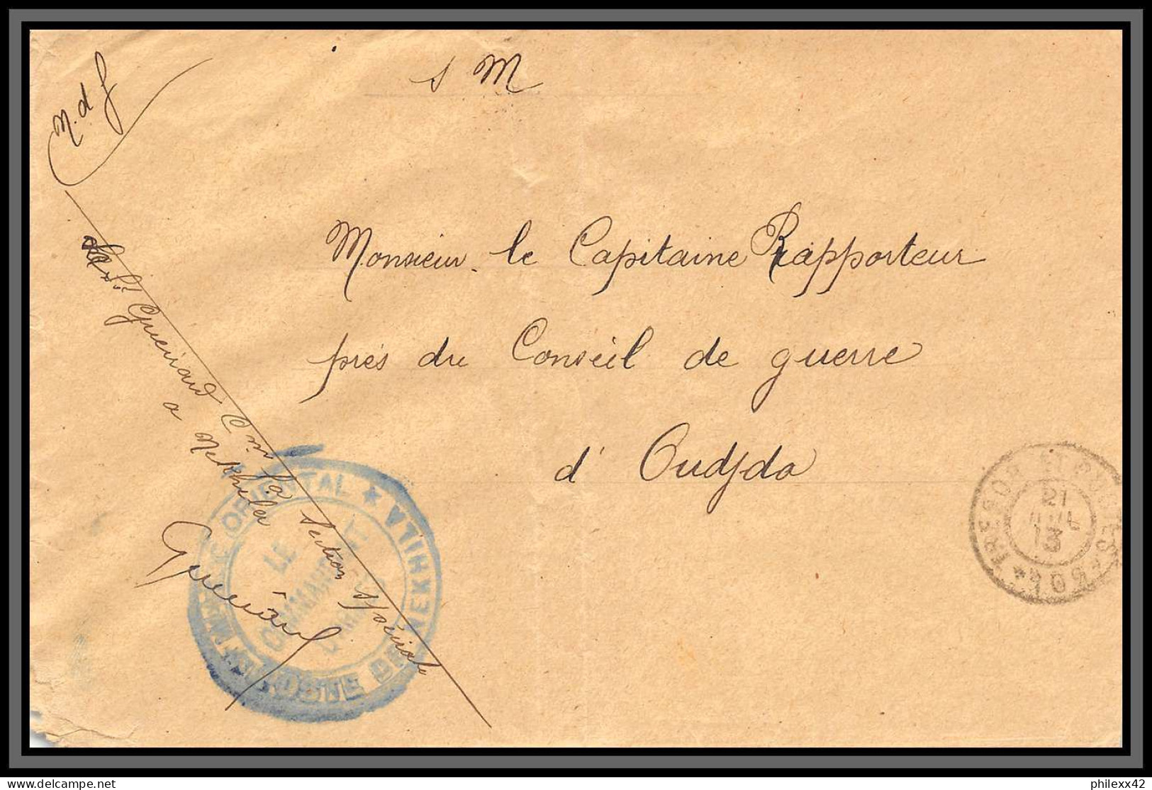 1013 Poste De Nekhila Section Spéciale1913 Pour Oudjda Lettre Cover Occupation Du Maroc War Signé Commandant - Covers & Documents