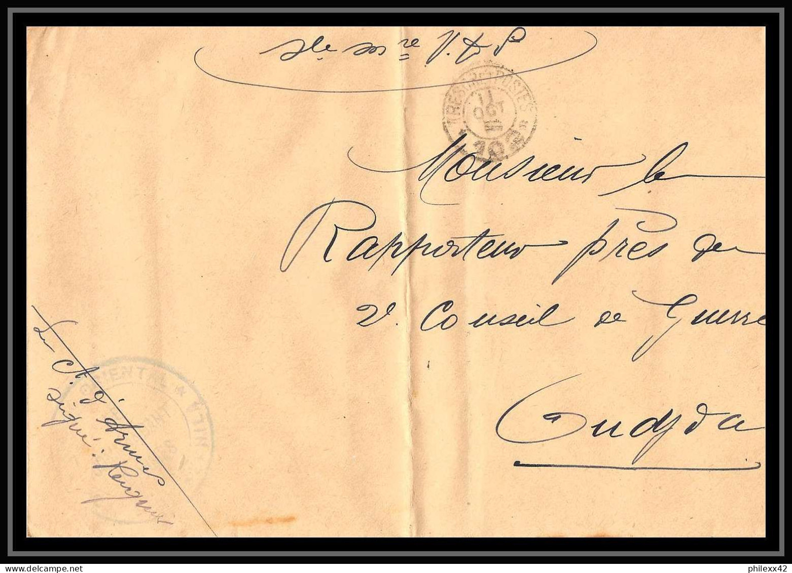 1018 Poste De Nekhila Commandant D'armes 1913 Pour Oudjda Lettre Cover Occupation Du Maroc War Signé Commandant Reignier - Briefe U. Dokumente