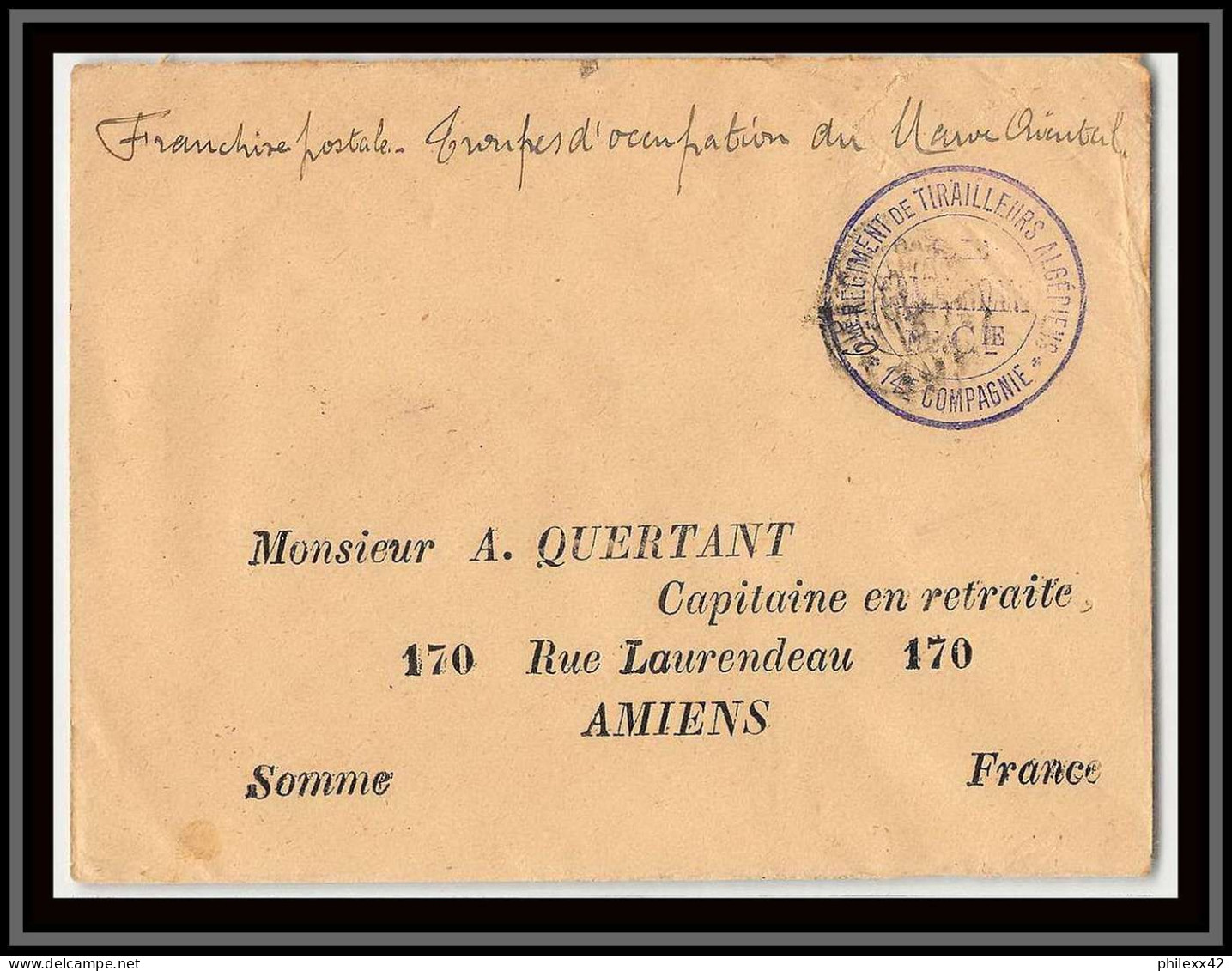 0999 6ème Régiment De Tirailleurs Algériens 14ème Cie Mahiridja 1913 Lettre Occupation Du Maroc Secteur 109 - Briefe U. Dokumente
