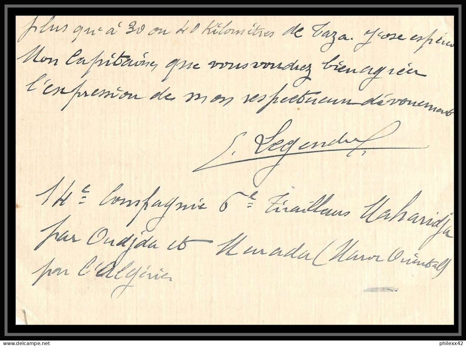 1001 LAC 6ème Régiment De Tirailleurs Algériens 14ème Cie Mahiridja 1913 Lettre Occupation Du Maroc Secteur 109 - Brieven En Documenten