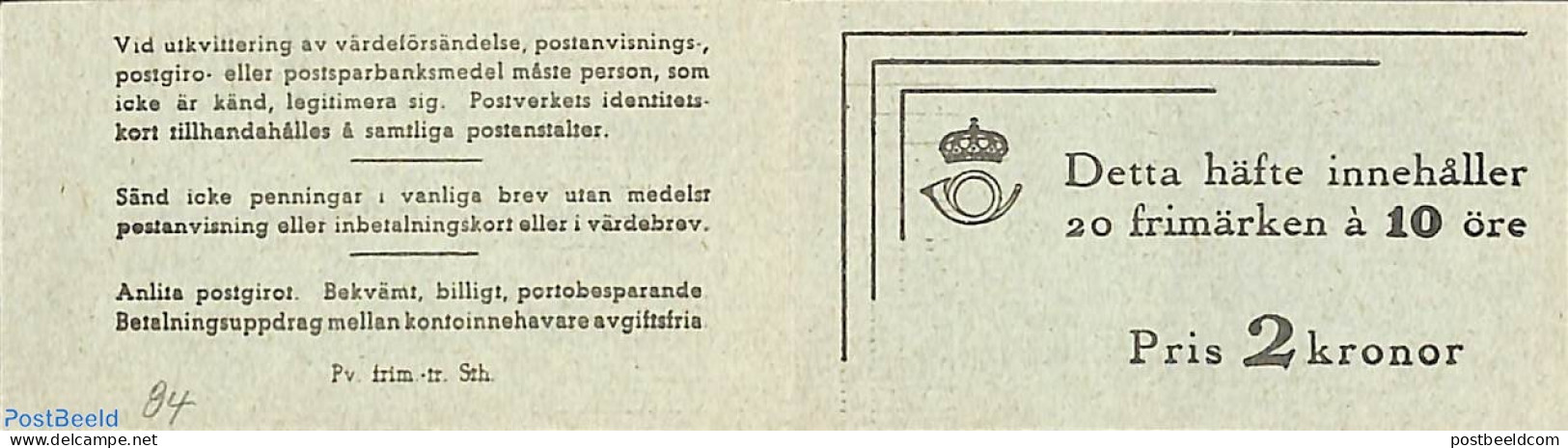 Sweden 1948 King Gustav V Booklet, Mint NH, Stamp Booklets - Nuevos