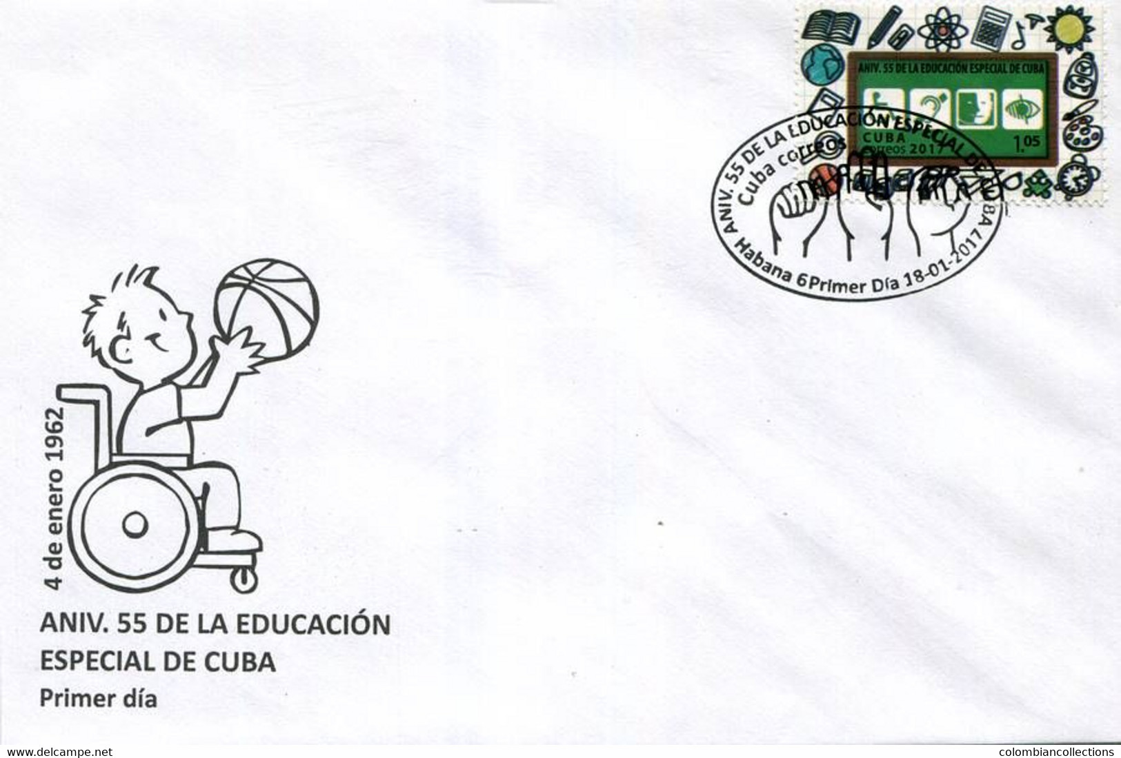 Lote CU2017-5F, Cuba, 2017, SPD-FDC, Aniv 55 De La Educacion Especial En Cuba, Special Education - FDC