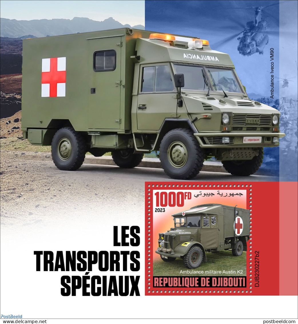 Djibouti 2023 Special Transport , Mint NH, Health - Transport - Red Cross - Automobiles - Cruz Roja