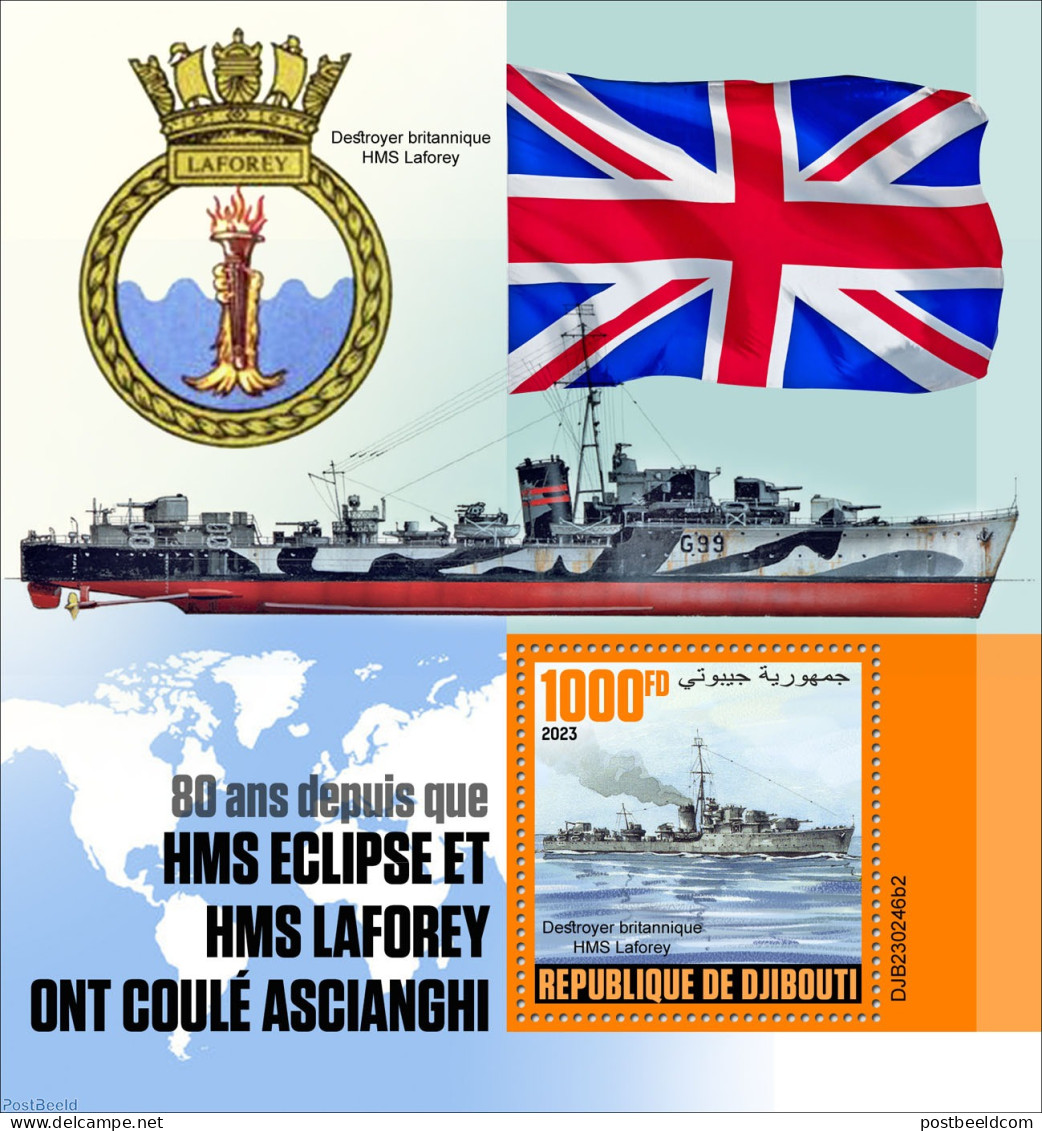 Djibouti 2023 HMS Eclipse And HMS Laforey, Mint NH, Transport - Ships And Boats - Boten