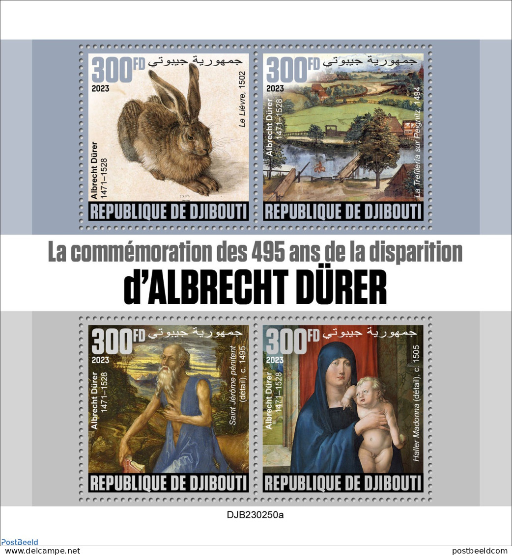Djibouti 2023 Albrecht Dürer, Mint NH, Nature - Rabbits / Hares - Art - Dürer, Albrecht - Paintings - Djibouti (1977-...)