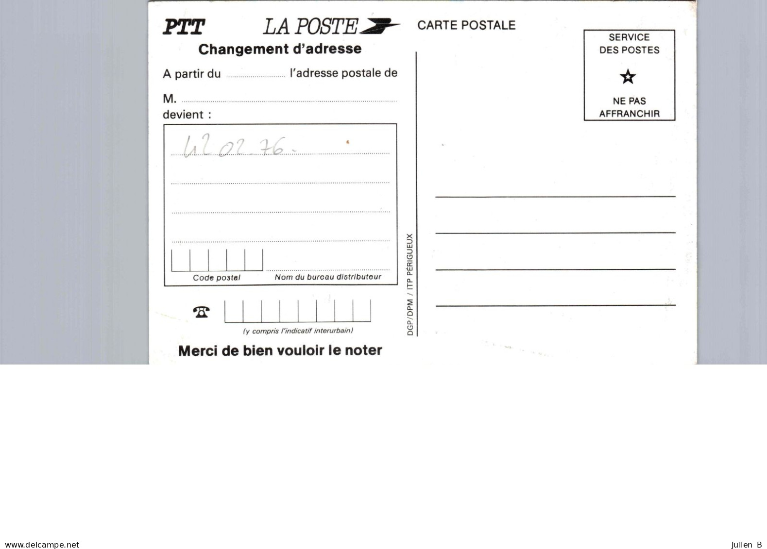 PTT, La Poste, Changement D'adresse - Post