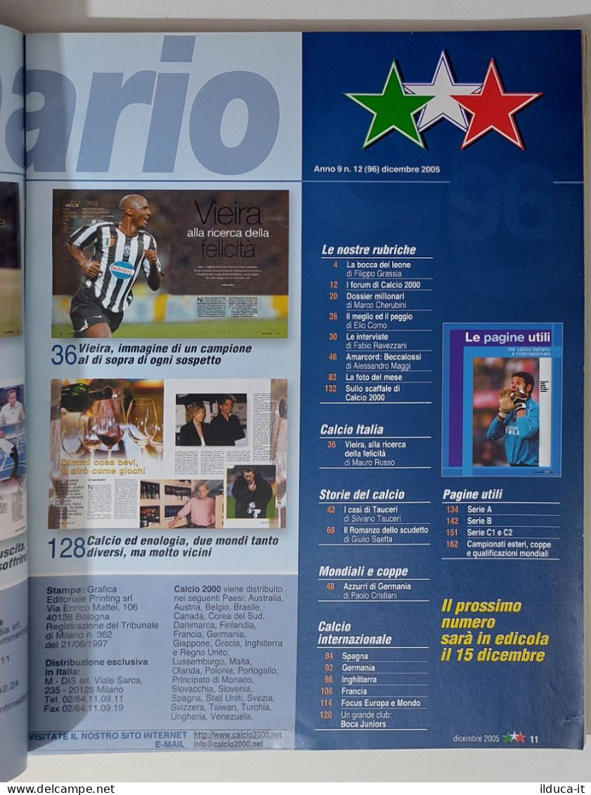 60278 Calcio 2000 - A. 9 N. 96 2005 - Totti / Dossier Stipendi / Vieira Juve - Sports