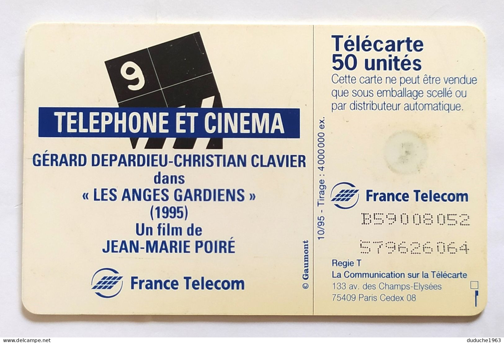 Télécarte France - Téléphone Et Cinéma - Depardieu/Clavier - Unclassified