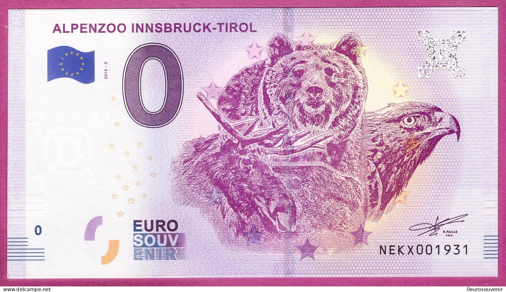 0-Euro NEKX 2018-2 ALPENZOO INNSBRUCK-TIROL - Private Proofs / Unofficial