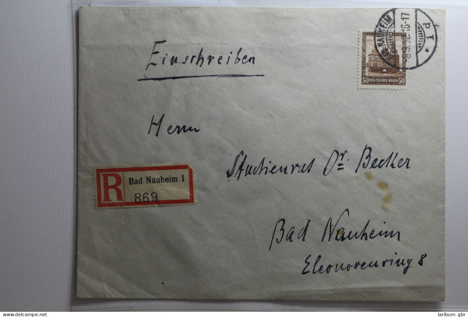 Deutsches Reich 462 Auf Brief Als Einzelfrankatur R-Brief 869 Bad Nauheim #BA658 - Other & Unclassified