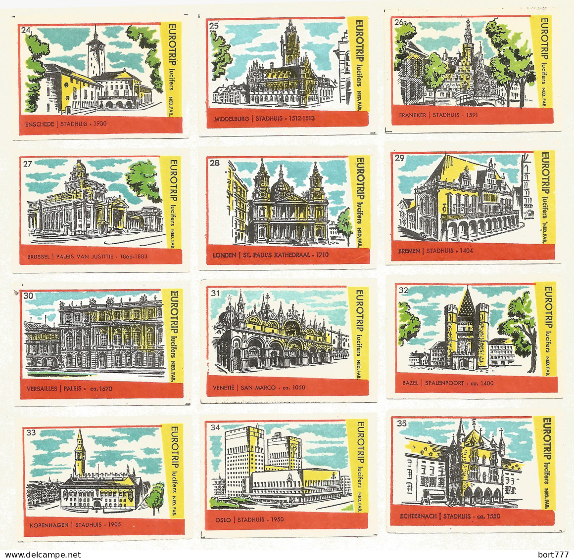 Netherlands 35 Old Matchbox Labels  Eurotrip - Scatole Di Fiammiferi - Etichette