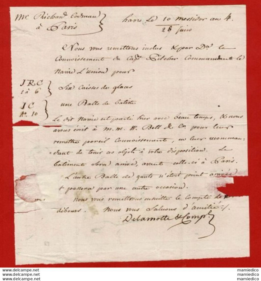 - 20 Juin, 22 Nov, Et 12 Déc.1796 - 3 Envel-Lettres Expédiées Du Havre Vers Paris Au Sujet De Commandes .... - Sin Clasificación