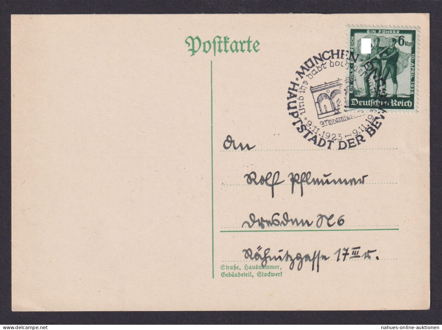 München Deutsches Reich Postkarte Hauptstadt Der Bewegung - Briefe U. Dokumente