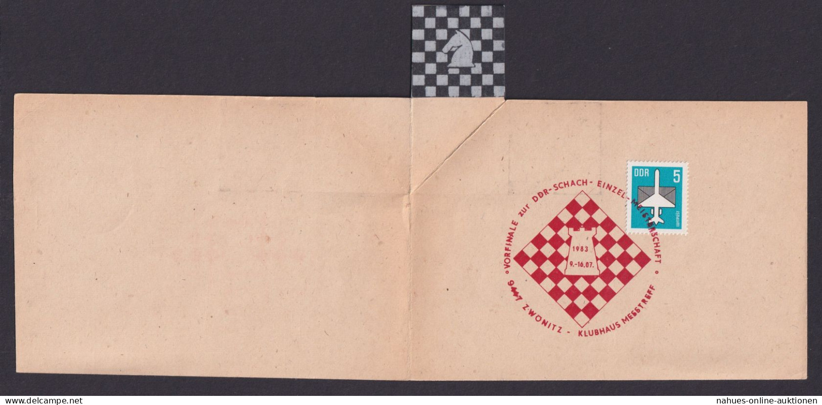 Schach DDR Seltene Klapp-Karte Einladung Zwönitz Schachmeisterschaft 1983 Mainz - Briefe U. Dokumente