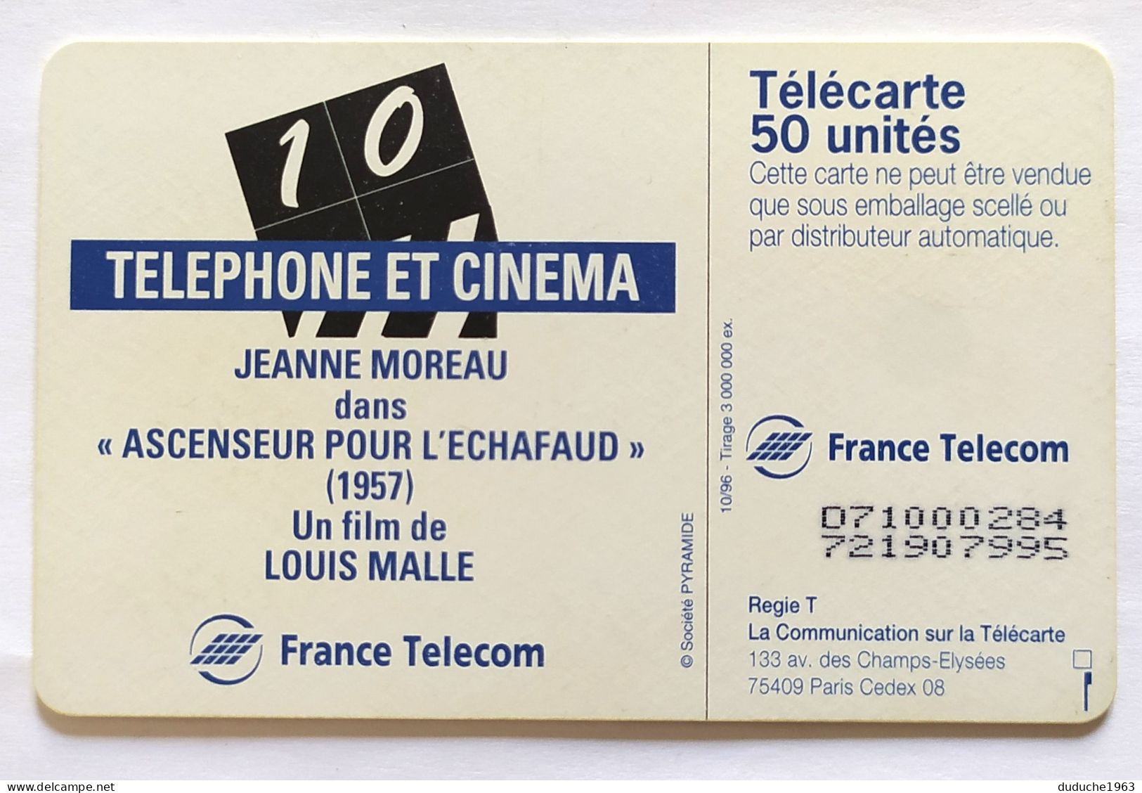 Télécarte France - Téléphone Et Cinéma - Jeanne Moreau - Ohne Zuordnung