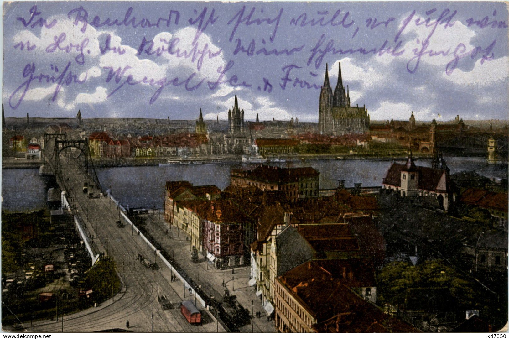 Köln, Blick Von Der Deutzer Pfarrkirche Auf Die Hänge-u. Hohenzollernbrü - Koeln