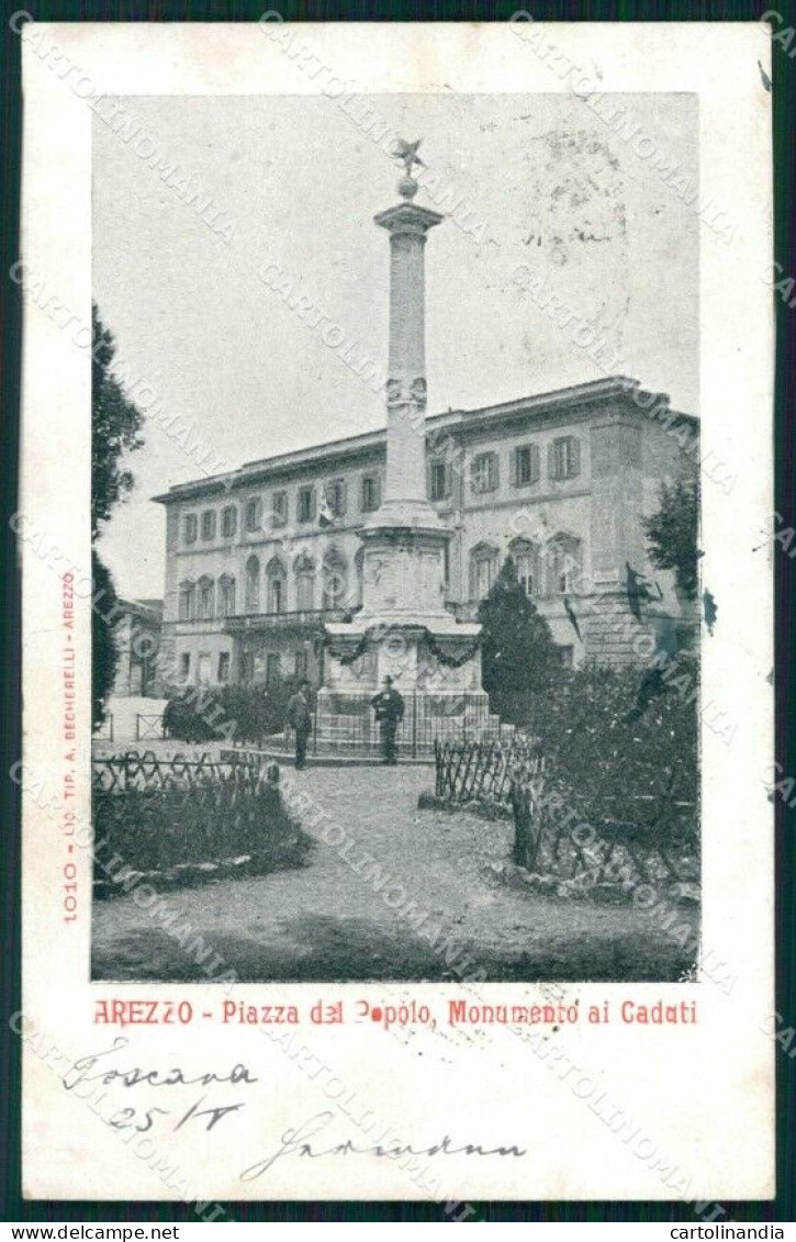 Arezzo Città Piazza Del Popolo Monumento Ai Caduti Cartolina RB5498 - Arezzo