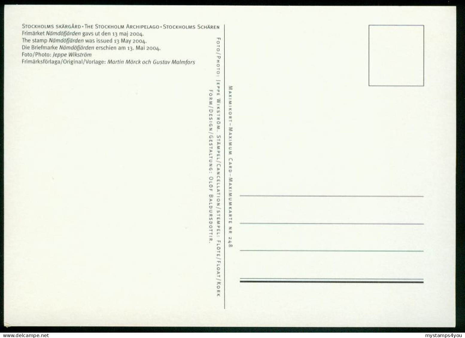 Mk Sweden Maximum Card 2004 MiNr 2409 | Stockholm Archipelago "Nämdöfjärden" " Rödlöga" #max-0030 - Maximumkaarten (CM)