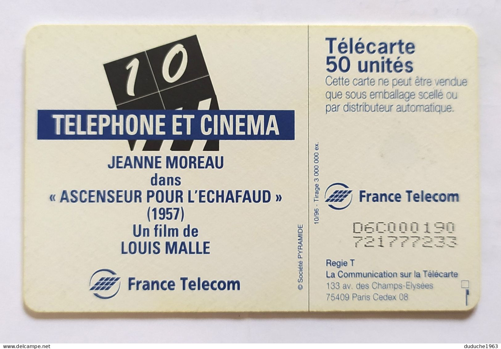 Télécarte France - Téléphone Et Cinéma - Jeanne Moreau - Ohne Zuordnung