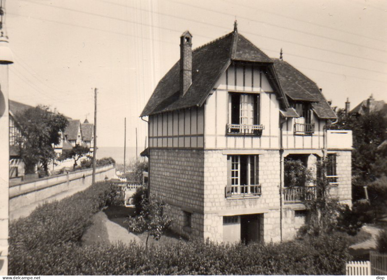 Photographie Photo Vintage Snapshot Deauville Site Road Route Maison - Lieux