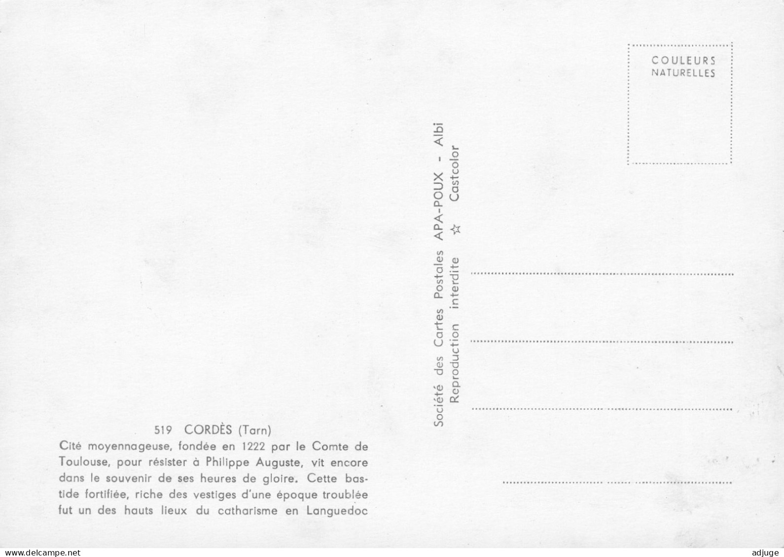 CPM*81* CORDÈS -- Vue Aérienne Panoramique - Edit. Apa-Poux N°519 ** 2 Scans - Cordes