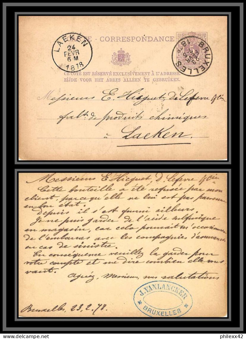 75504 N°10A Lion Couché 5c Violet Bruxelles Laeken 1878 Entier Postal Stationery Carte Entête Van Lanker Belgique - Tarjetas 1871-1909