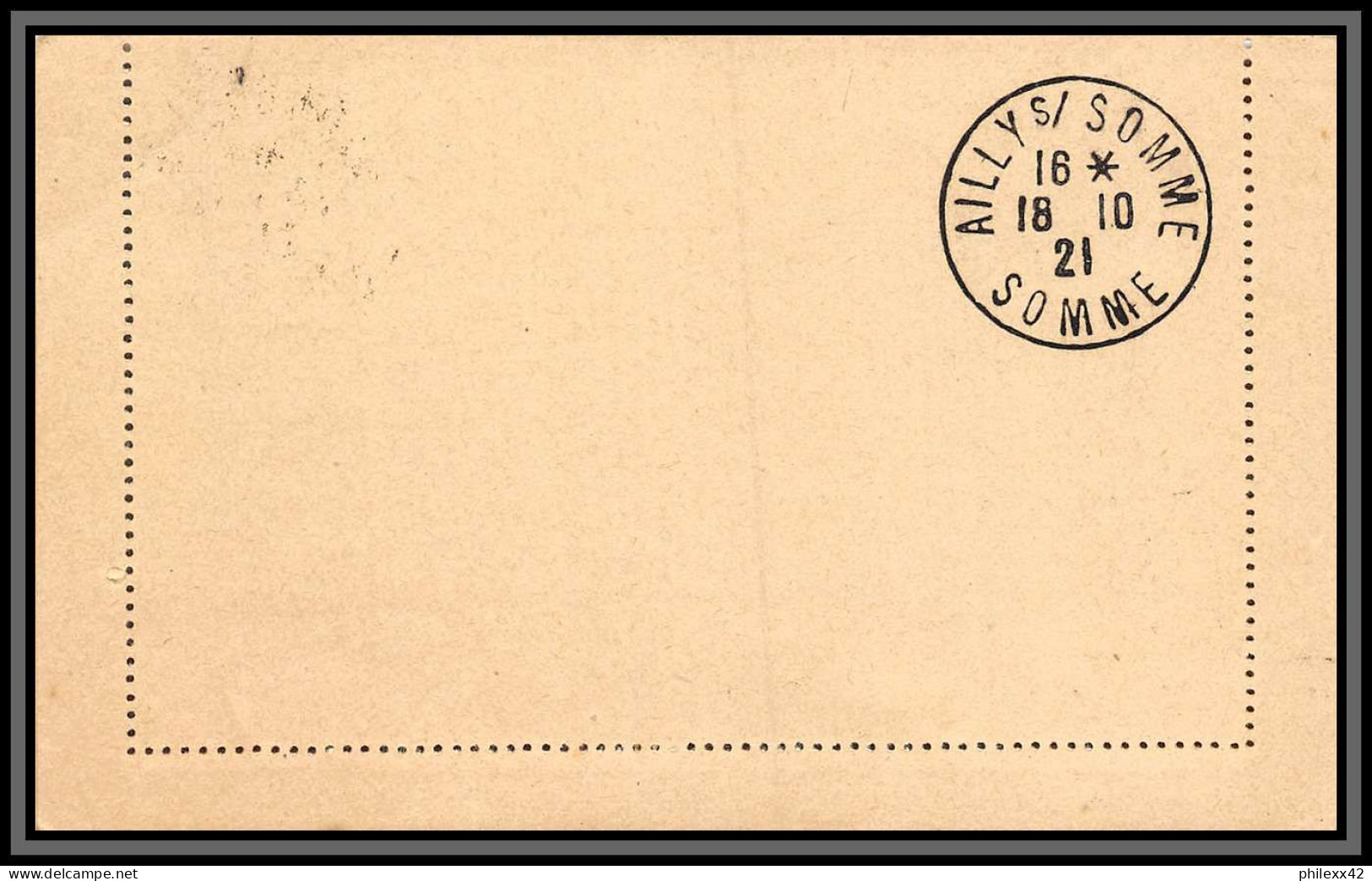 75104 25c Bleu SEC J1 Date 101 1921 Arrivée Ailly Sur Somme Semeuse Entier Postal Stationery Carte Lettre France - Kartenbriefe