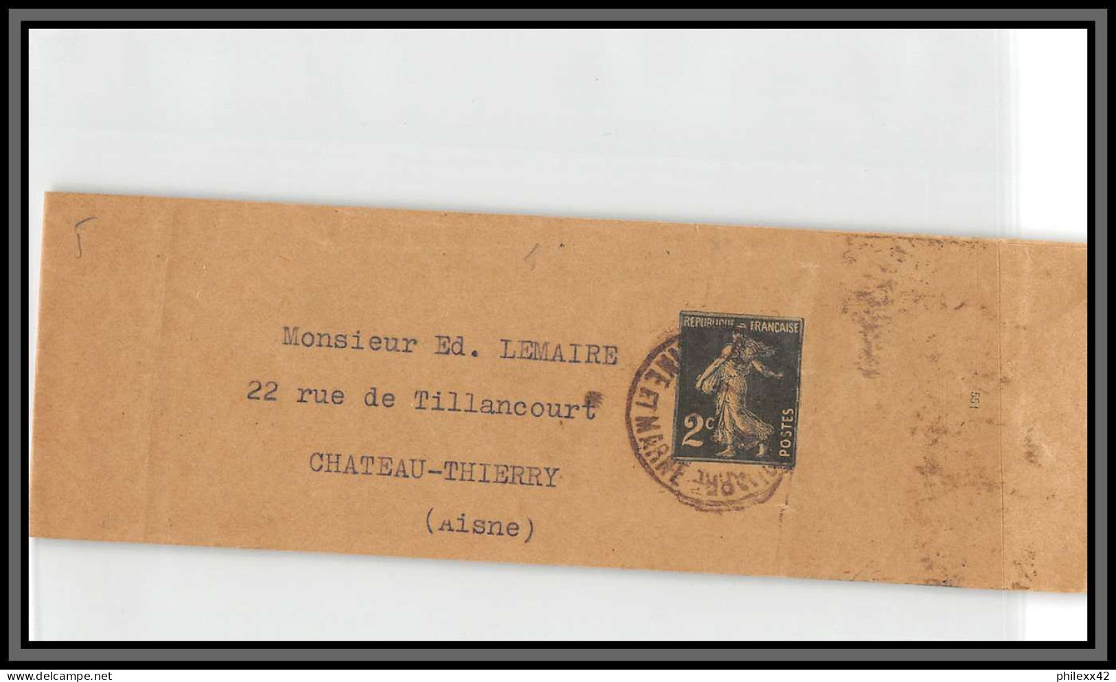 75054 2c Camée SEC B1 Semeuse Chateau Thierry Entier Postal Stationery Bande Journal Wrapper France - Bandes Pour Journaux