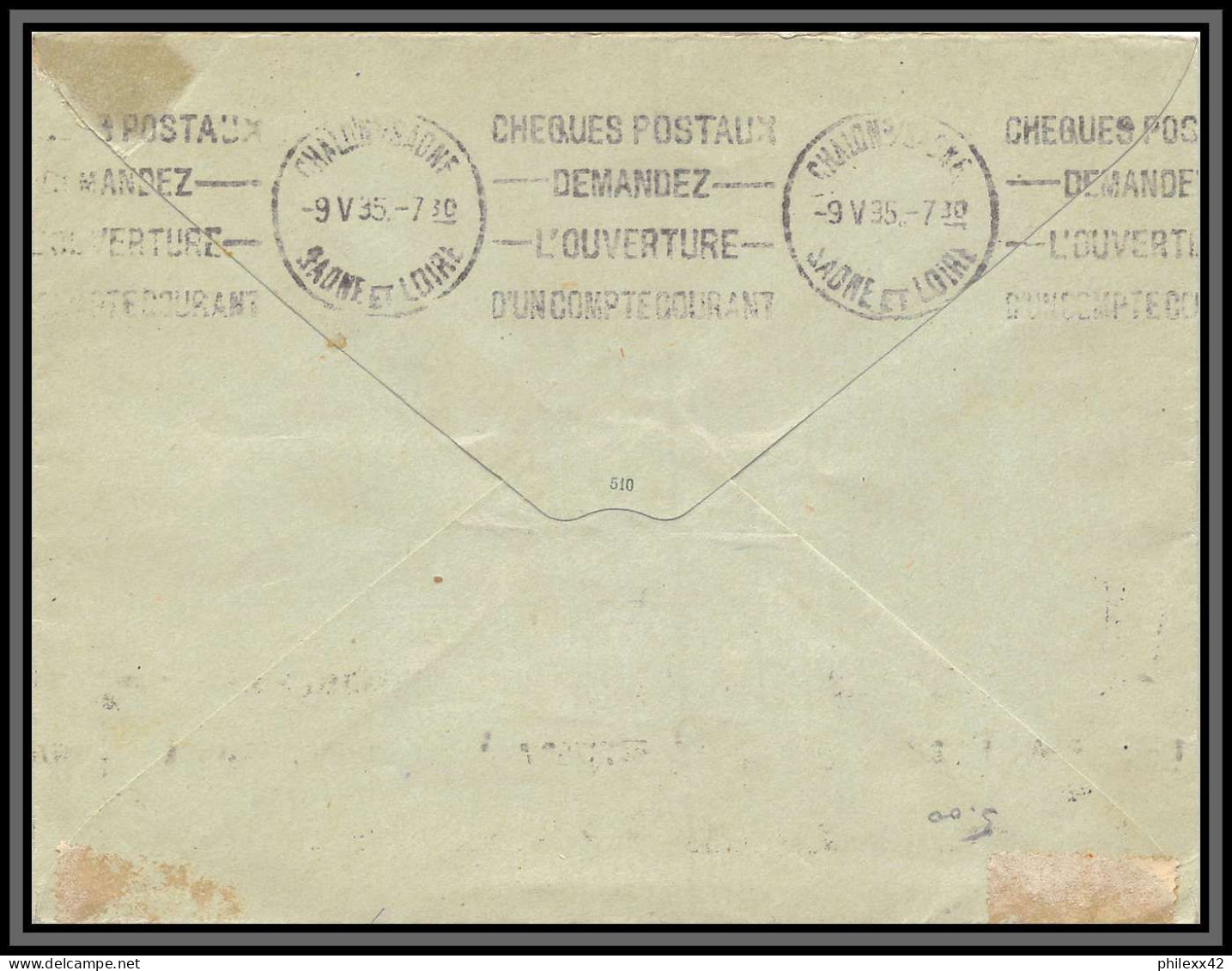 75044 15c Lignée SEL B14 Semeuse + Complément Paris Chalons 1935 Entier Postal Stationery Enveloppe France - Buste Postali E Su Commissione Privata TSC (ante 1995)