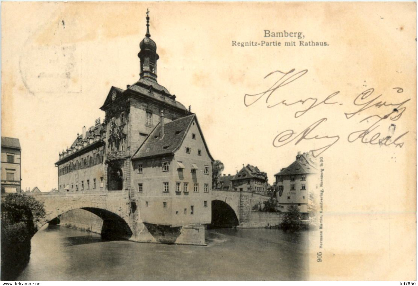 Bamberg, Regnitz-Partie Mit Rathaus - Bamberg